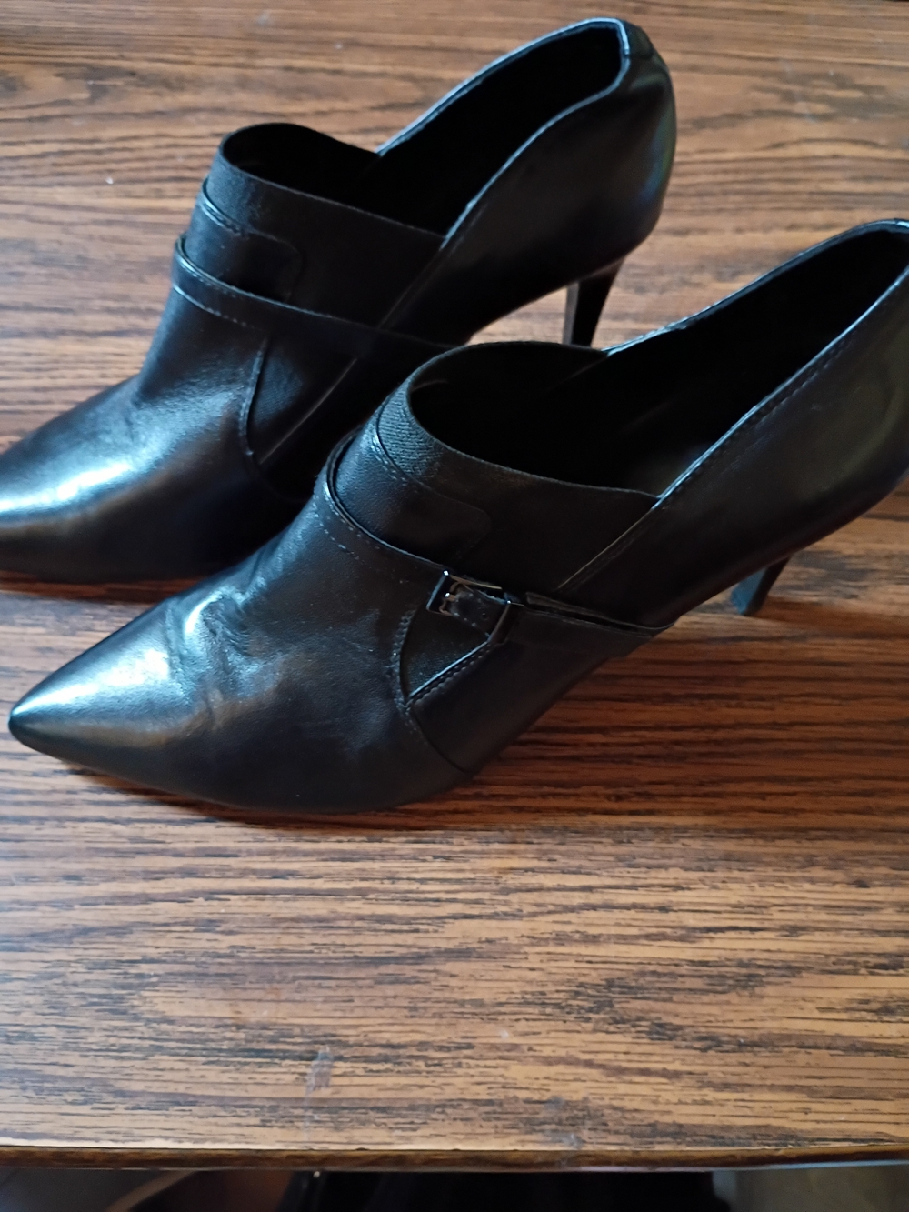 Nine West Black Pointed-Toe Mid-Heel Ankle Boots, Size 11